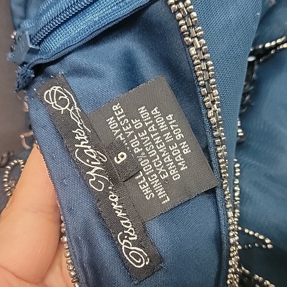 NWT Long Pisarro Nights Rose Motif Beaded Mesh Gown Size 6 - Picture 10 of 15